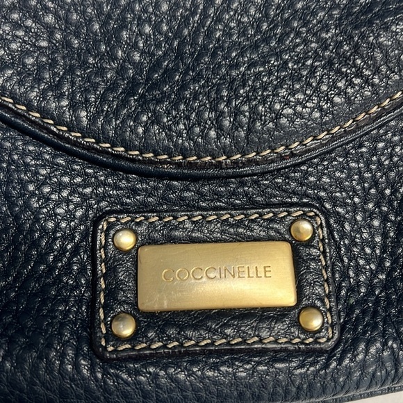 Coccinelle Navy Blue Pebbled Leather Zip Wristlet Mini Pochette Pouch Bag - Picture 2 of 5